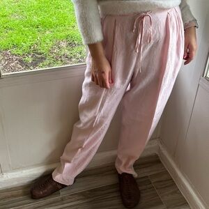 Vintage pink linen pleated pants
